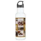 Gelbe Personalisierte Monogramm und FotoCollage Edelstahlflasche (Vorderseite)