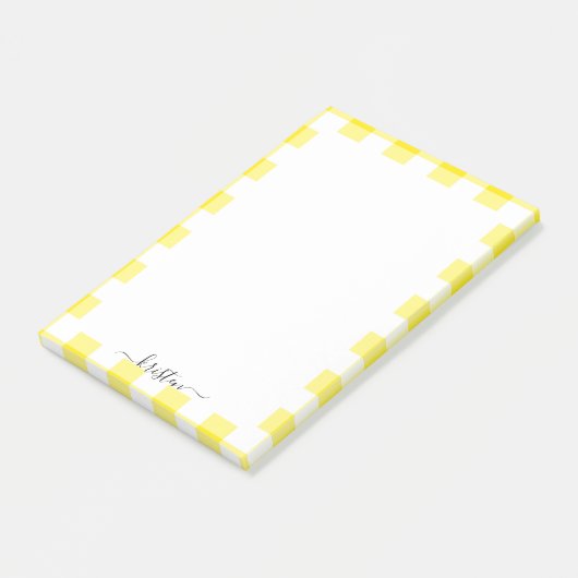 Gelbe personalisierte Skriptname Post-it Klebezettel (angewinkelt)