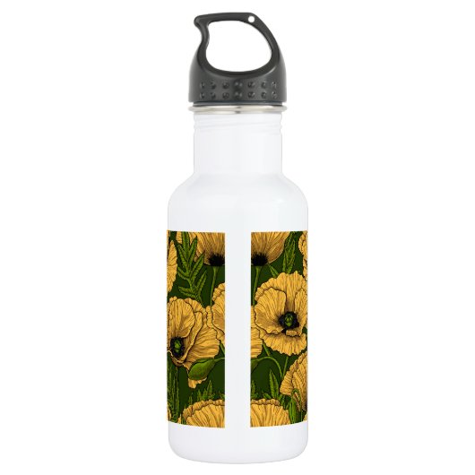 Gelbe Pfeffer auf dunkelgrün Edelstahlflasche (Rückseite)