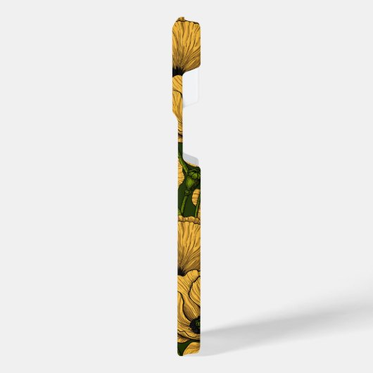 Gelbe Pfeffer auf dunkelgrün iPhone Hülle (Linke Seite)