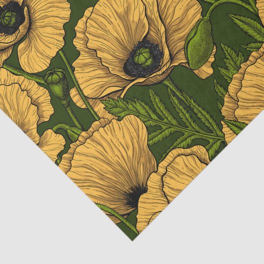 Gelbe Pfeffer auf dunkelgrün Seidenpapier (Ausschnitt)