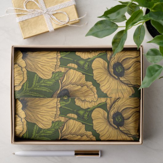 Gelbe Pfeffer auf dunkelgrün Seidenpapier (Geschenk)