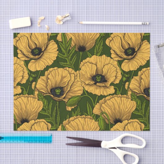 Gelbe Pfeffer auf dunkelgrün Seidenpapier (Handwerk)