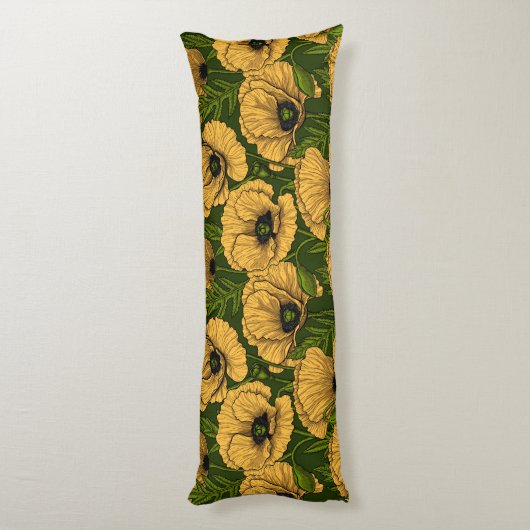 Gelbe Pfeffer auf dunkelgrün Seitenschläferkissen (Rückseite (Vertikal))