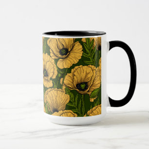 Gelbe Pfeffer auf dunkelgrün Tasse