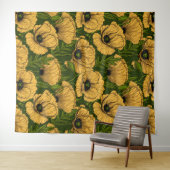 Gelbe Pfeffer auf dunkelgrün Wandteppich (Beispiel (Horizontal))