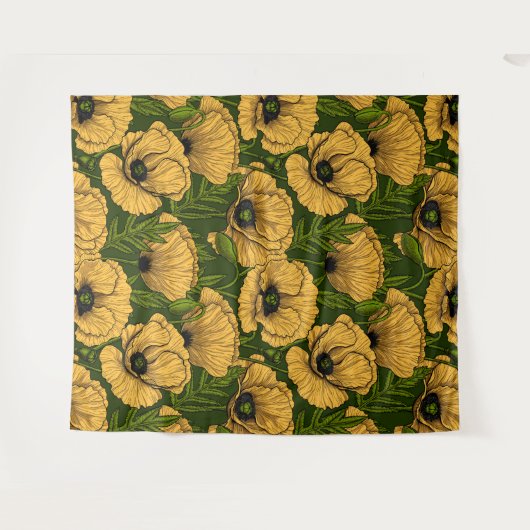 Gelbe Pfeffer auf dunkelgrün Wandteppich (Vorderseite (Horizontal))