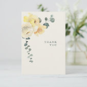 Gelbe Pfennige Aquamarin & Creme Beerdigung Verlus Dankeskarte (Stehend Vorderseite)