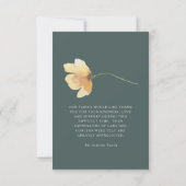 Gelbe Pfennige Aquamarin & Creme Beerdigung Verlus Dankeskarte (Rückseite)