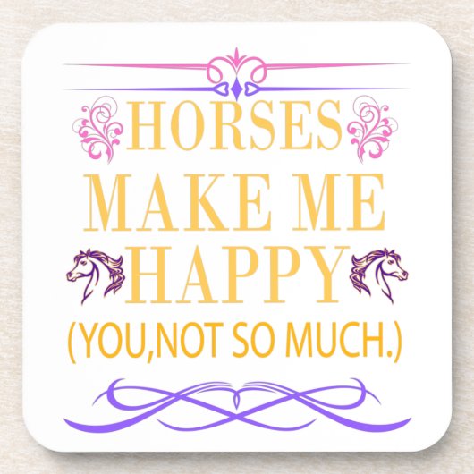 Gelbe Pferde machen mich glücklich, aber du nicht Getränkeuntersetzer (Vorderseite)