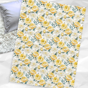 Gelbe Pfingstrose Chrysantheme Floraler Botanische Fleecedecke