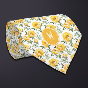 Gelbe Pfingstrosen Floral Krawatte