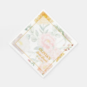 Gelbe Pfirsich-Blumenbogenrahmen-Brautparty Serviette (Ecke)