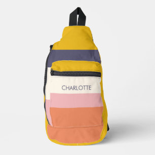 Gelbe Pfirsich Moderne Farbblöcke Streifen individ Crossbody Bag