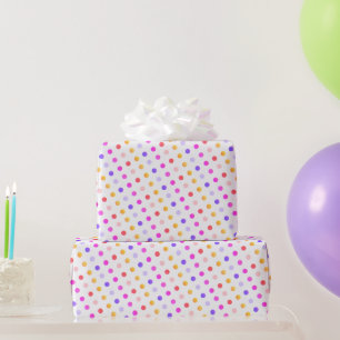 Gelbe Pfirsiche Rosa und Lila Punkte-Muster Geschenkpapier