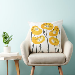 Gelbe Pflaumen Abstrakte Blüten Minimalistisch Kissen