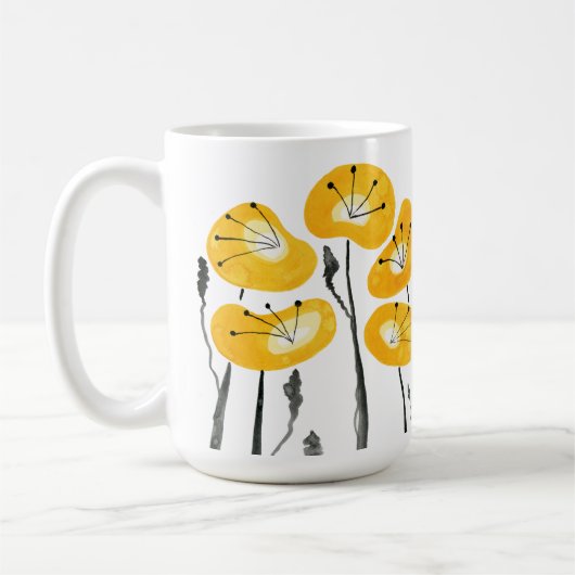 Gelbe Pfoten Aquarellfarbene Blume MorgenTee und T Kaffeetasse (Links)