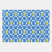 Gelbe Pickleball-Balls auf blau-weiß Geschenkpapier Set (Vorderseite 3)