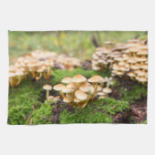 Gelbe Pilze im Herbstwald. Geschirrtuch (Horizontal)