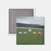 GELBE, PINK, BLAU UND WEISSE Golfbälle Magnet (Vorderseite/Rückseite)