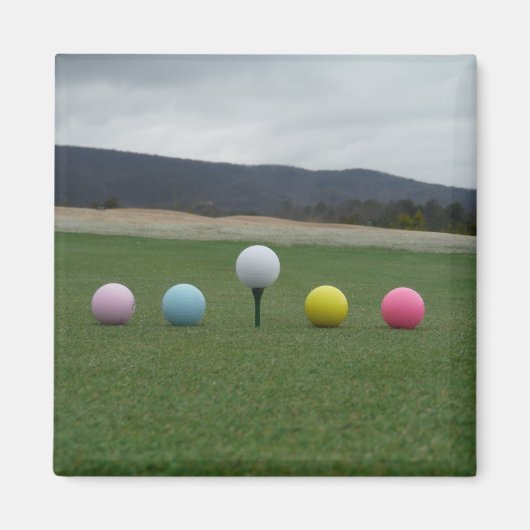 GELBE, PINK, BLAU UND WEISSE Golfbälle Magnet (Vorne)