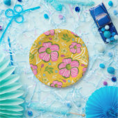 Gelbe Pink Sommerparty Blumengarten Pappteller (Party)