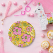 Gelbe Pink Sommerparty Blumengarten Pappteller (Party)
