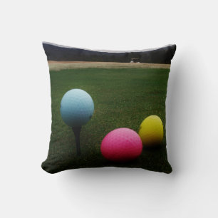 GELBE, PINK UND BLAUE Golf Balls Kissen