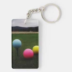 GELBE, PINK UND BLAUE Golf Balls Schlüsselanhänger