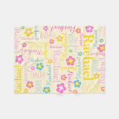 Gelbe, pinkfarbene Blume Fleecedecke (Vorderseite (Horizontal))