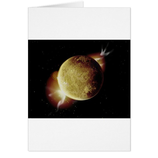 Gelbe Planet-3d-Darstellung im Universum (Vorne)