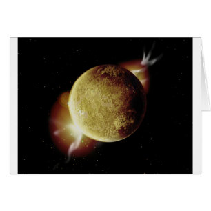 Gelbe Planet-3d-Darstellung im Universum