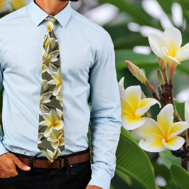 Gelbe Plumeria Blume Tropische Hochzeit Krawatte