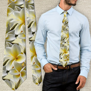 Gelbe Plumeria-Blüten Tropische Hochzeit Krawatte
