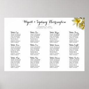 Gelbe Plumeria Hochzeitsdiagramm Poster