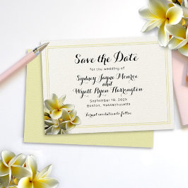 Gelbe Plumeria Save the Date Hochzeitskarten Einladung