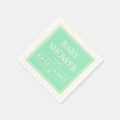 Gelbe Polka-Dosen, Ribbon und Minze-Babydusche Serviette (Ecke)