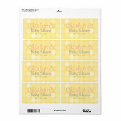 Gelbe Polka Dot Baby Dusche Wasserflaschen Labels (Vorne)