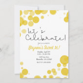 Gelbe Polka-Dot-Blasen Feiern wir Party Einladung (Vorderseite)