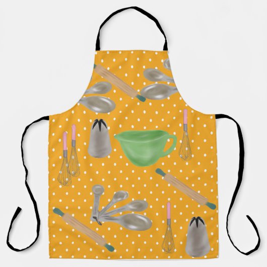 Gelbe Polka Dot Design mit Backgegenständen Schürz Schürze (Vorderseite)