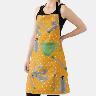 Gelbe Polka Dot Design mit Backgegenständen Schürz Schürze