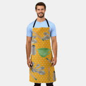 Gelbe Polka Dot Design mit Backgegenständen Schürz Schürze (Getragen)