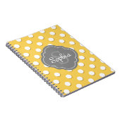 Gelbe Polka Dot Muster Grau Monogramm Notizblock (Rechte Seite)