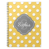 Gelbe Polka Dot Muster Grau Monogramm Notizblock (Vorderseite)