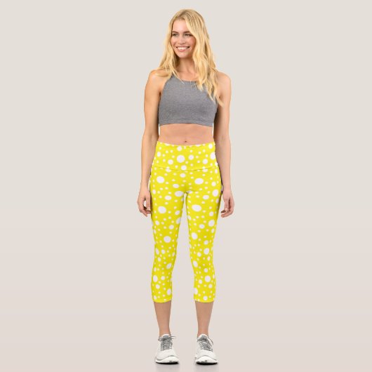 Gelbe Polka Dots Capri Leggings (Vorderseite)