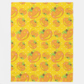 GELBE POLKA DOTS & ORANGE HALLOWEEN PUMPKINS FLEECEDECKE (Vorderseite)