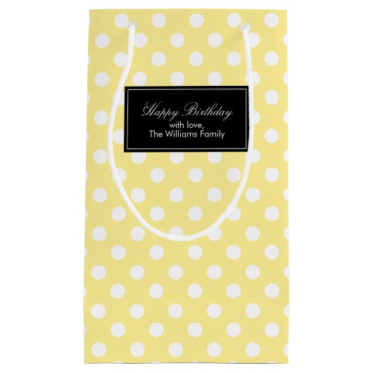Gelbe Polka Dots Personalisiert Kleine Geschenktüte (Vorderseite)