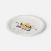 Gelbe Polka-Punkt-Vintage Pappteller (Schrägansicht)