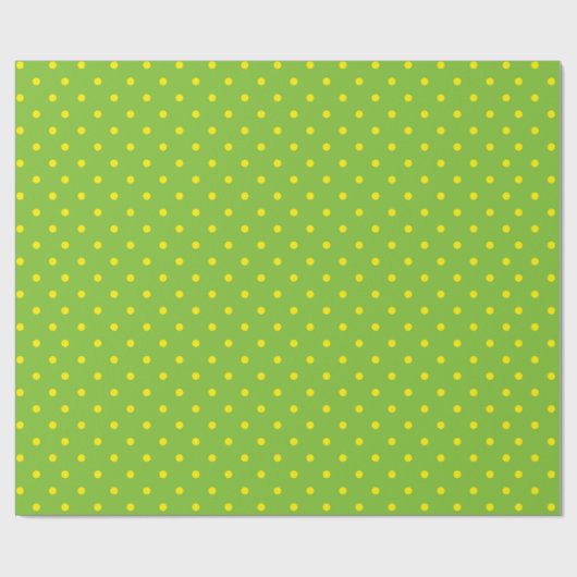 Gelbe Polka Punkte auf grünem Hintergrund. Geschenkpapier (Flach)