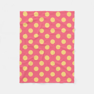Gelbe Polka Punkte auf Korallen Fleecedecke